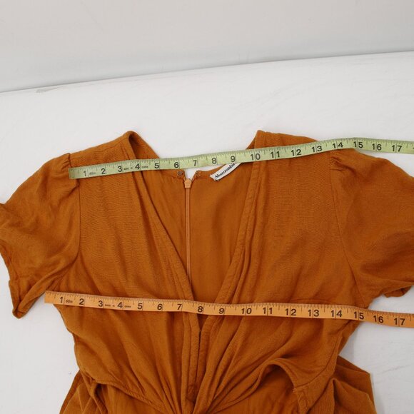 Abercrombie & Fitch Midi Dress Womens‎ Small mustard Knotted Front Cutout V Neck - Picture 11 of 14